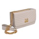 Bolsa Feminina Transversal Baú Alça de Corrente Quadrada Clutch Off White