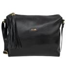 Bolsa Feminina Transversal Classe Couro Preta Couro Legítimo Zíper