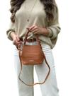 Bolsa Feminina Transversal com Alça Trançada - Caramelo