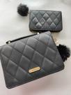 Bolsa Feminina Transversal de Ombro Pequena Kit Bolsa Feminina Mais Carteira Bolsa Preta