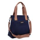 Bolsa Feminina Transversal E De Mão Em Lona Azul Marinho