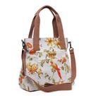 Bolsa Feminina Transversal E De Mão Em Lona Branca Floral Bolsa Feminina Transversal E De Mão Em Lona Branca Floral