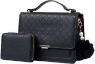 Bolsa Feminina Transversal Pequena Elegante Luxo Matelassê Carteira Preta