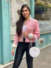 Bolsa feminina transversal redonda branca