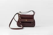 Bolsa Feminina Transversal selma lateral em Couro Legitimo Marrom