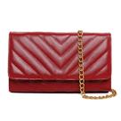 Bolsa Feminina Vermelha Clutch Pequena De Mao Alça Corrente