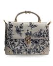 Bolsa Filomena Off White bordada Couro Legitimo metais dourado