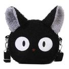 Bolsa Gata Jiji de Pelúcia Preto Macio Fofo com Alça Estilo Kawaii Japonês Bolsa Gata Jiji de Pelúcia Preto Macio Fofo com Alça Estilo Kawaii Japonês
