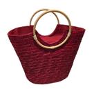Bolsa Grande Cesta Alça Madeira Artesanal Praia Piscina Vinho