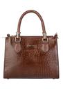 Bolsa grande de couro croco estruturada Emilia
