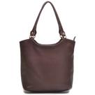 Bolsa Grande Feminina Couro Legítimo Alça de Ombro Sacola Fechamento Zíper Cor Marrom