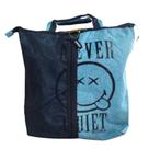 Bolsa Grande Passeio Escola Smiley Azul Claro