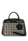 Bolsa Guess Melinda Logo Tri Comp Satchel Preto - JP990206