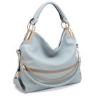 Bolsa Hobo Dasein, material vegano, strass, azul claro, feminino