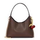 Bolsa Hobo JQWSVE de couro de cerejeira para mulheres, bolsa pequena 25,5 x 20 x 9 cm