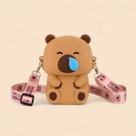 Bolsa Infantil De Silicone Capivara Cartoon com Alça Removível E Ajustável CapyBala Cor:Caramelo