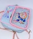 Bolsa infantil Menina Mochila com Bolso ziper Disney Lilo Stitch Gel com Glitter Lacinho para Escola Creche Presente