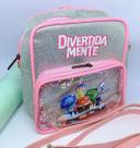 Bolsa Infantil Menina Mochila Personagens Divertidamente 2 filme Bolsinha brilho com Glitter Divertida Mente Alegria