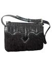 Bolsa Juma Couro Legitimo e couro com pelo Country Western preta Couro croco Ze Filo