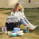Bolsa land luxury cor cinza e preto com trocador
