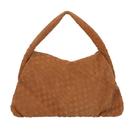 Bolsa Luiza Barcelos Feminina hobo Tressê Caramelo Couro Camurça