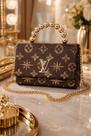 Bolsa Luxo Monograma Preto Dourado - Ouro - Marrom-escuro - ouro - Lisa
