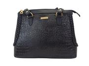 Bolsa Luzzara em Couro Natural Croco 1465 Preto