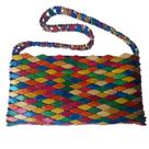 Bolsa Madeira Colorida Retangular Alça de Ombro Curta 29cm