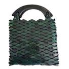 Bolsa Madeira Verde Quadrada Alça de Mão 19cm x 18cm Bolsa Madeira Verde Quadrada Alça de Mão 19cm x 18cm