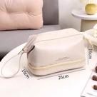 Bolsa Maquiagem Couro Pu De Cosméticos De Dois Camada Dupla Para Viagem Cor:Branco