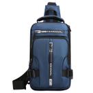 Bolsa Masculina Casual Viagem Impermeável c Carregamento USB Cor:Azul