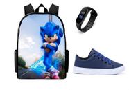 Bolsa Masculina Escolar lançamento Juvenil Com Tenis casual E Relogio Led