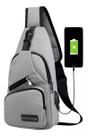 Bolsa Masculina Transversal Pochete de Ombro Moderna com Entrada USB