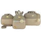 Bolsa maternidade 3 peças chevron bege Bolsa maternidade 3 peças chevron bege