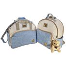 Bolsa Maternidade Bebe Jeans Média + Mochila + Trocador + Urso Chaveiro