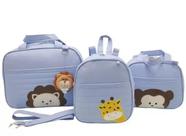 Bolsa maternidade bebê kit 3 peças Safari Azul impermeável Bolsa maternidade bebê kit 3 peças Safari Azul impermeável