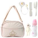 Bolsa Maternidade Bege com Pentinho e Escovinha para Boneca Bebê Reborn