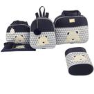 Bolsa maternidade urso 5 peças chevron marinho