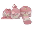 Bolsa maternidade urso 5 peças chevron menina