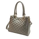 Bolsa Média Quadrada Matelassê Couro Off White