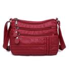 Bolsa Messenger de couro macio de grande capacidade para mulheres, vermelha