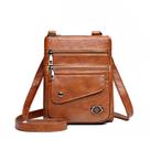Bolsa Messenger de couro macio, de ombro compacto, feminina, preta