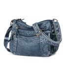 Bolsa Messenger em couro PU para mulheres, bolsa de ombro lavada