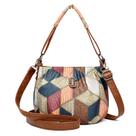 Bolsa Messenger Patchwork Vintage de couro macio para mulher
