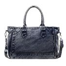 Bolsa Messenger Vintage Lavada em Jeans de Grande Capacidade