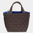 Bolsa mini tote de tresse de algodão e alças de couro