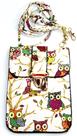 Bolsa Mini transversal coruja feminina Bege + relógio de led