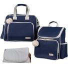 Bolsa Mochila c/ Trocador Maternidade Versalhes Cor:Azul marinho