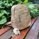 Bolsa Mochila Com Chaveiro de Pompom de Coelho Creme