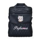 Bolsa/Mochila Personalizada para Professora Corujinha Preto/Brilho Preto - Coutre Bolsas